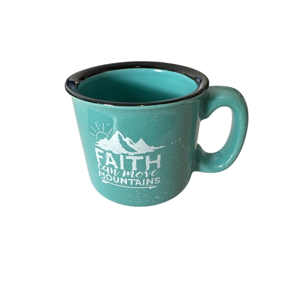 "FAITH CAN MOVE MOUNTAINS" Ceramic Coffee Mug Cup‎ Religious Gift Present New